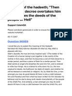 Meaning of The Hadeeth "Then The Divine Decree Overtakes Him and He Does The Deeds of The People of Hell" - Islam Question & Answer