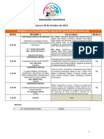 Ingreso A La Plataforma E Inicio de Transmisión 09:00 Am.: Programa Científico Jueves 28 de Octubre de 2021