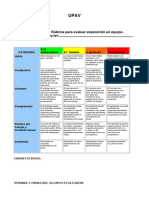 Rúbrica para Evaluar Exposicion UPAV