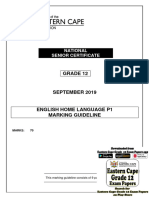 English HL p1 Memo Gr12 Sept 2019