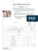 Metric Bolt Torque CalculatorII