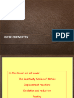 IGCSE Chemistry-The Reactivity Series of Metals, Displacement Reaction, Oxidation and Reduction, Rusting