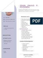 White and Violet Minimalist Corporate CV Resume