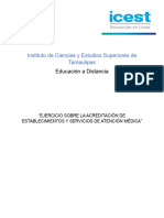 Actividad de Aprendizaje Bloque II "EJERCICIO SOBRE LA ACREDITACIÓN DE ESTABLECIMIENTOS Y SERVICIOS DE ATENCIÓN MÉDICA"