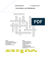 Metals, Nonmetals and Metalloids Crossword An