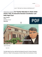 National Council For Teacher Education Is 'State' Under Article 19 (6), Its Executive Decision Constitutes 'Law' - Delhi High Court