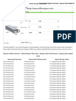 Metal Weight Calculator: Mild Steel Pipe Square