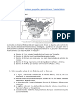 Lista de Exercícios Sobre A Geografia e Geopolítica Do Oriente Médio