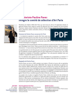 Communiqué de Presse - Pauline Pavec Intègre Le Comité de Sélection D'art Paris