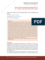 Effect of Information and Communication Technology (ICT) On Teacher Education in Dutse Local Government Area, Jigawa State of Nigeria