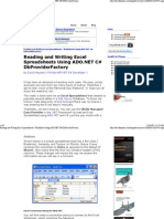 Reading and Writing Excel Spreadsheets - Worksheets Using ADO - Net C# DbProviderFactory