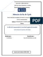 Mémoire de Fin de Cycle: Le Rôle de La Communication de Crise Dans La Gestion Des Incendies