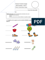 Evaluacion Formativa Articulos Definidos y Nexo Y