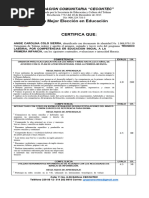 Certificado de Notas de Educacion Primera Infancia