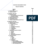 STRATEGIC MANAGEMENT PAPER Table of Content - Tentative