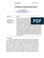 Sustainability of Technology Use in Higher Education in Indonesia Post The COVID-19 Pandemic: Analysis of Scientific Evidence