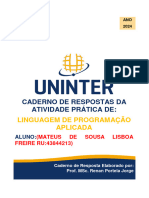 Resolucao de Atividade Pratica de Linguagem de Programacao Aplicada