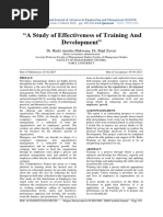 A Study On The Effectiveness of Training and Development in Any Organisation