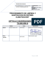 Procedimiento de Limpieza y Sanitizacion en Sistema Climatizacion