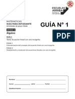 1° MEDIO GUÍA DE APRENDIZAJE #1 (Ecuaciones)