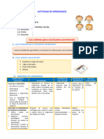 D1 A2 SESION PS. Los Valores para Una Buena Convivencia