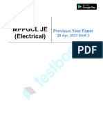 MPPGCL JE (Electrical) Official Paper (Held On - 28 April, 2023 Shift 3)