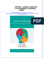 Textbook Financial Behavior Players Services Products and Markets 1St Edition Baker Ebook All Chapter PDF