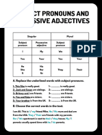 Subject Pronouns and Possessive Adjectives Grammar Worksheet