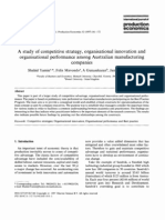 A Study of Competitive Strategy, Organisational Innovation and Organisational Performance Among Australian Manufacturing Companies