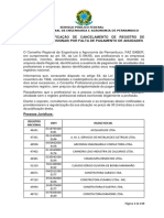 22 11 19 Edital de Notificação de Cancelamento de Registro de Empresa e Profissinal Por Falta de Pagamento