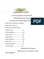 College of Business and Economics Department of Management Strategic Management Group Assignment