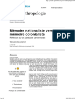 Mémoire Nationaliste Versus Mémoire Colonialiste