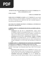 Subsanación Demanda Regularización de Derecho Propietario