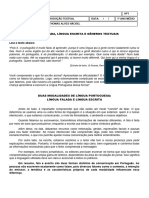 Apostila de Educação de Jovens e Adultos Sobre Língua Falada e Escrita