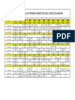 Calendário de Prova 1 Bim - Manhã