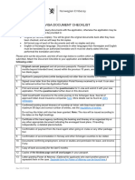 Visa Document Checklist No C Questionnaire July 2018