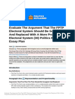 Evaluate The Argument That The FPTP Electoral System Should Be Scrapped and Replaced With A More Proportional Electoral System (30) Politics Explained Essay Plan