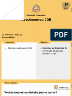 Investimentos: CDB: Educação Financeira