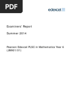 Pearson Yr 6 Achievement Test-Maths-Examiner Report (JMA01) - 2014