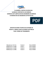 Especificaciones Técnicas de Puesta A Tierra e Instalaciones Eléctricas para Torres de Transmision V3 Agos09