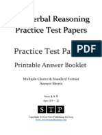 11 Plus Verbal Reasoning Practice Test Paper 3 (Printable Answer Booklet)