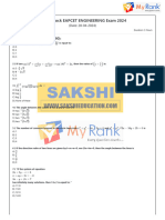 Sakshi Mock EAPCET ENGINEERING Exam Question Paper 2024