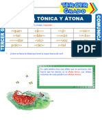 Sílaba Átona y Tónica para Tercer Grado de Primaria