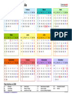 Calendario 2024 Horizontal Ano en Un Vistazo en Color