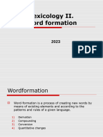 Lexicology II. Word Formation