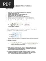 Electromagnetcs - Important Questions From Each Module