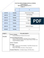 Date Sheet and Syllabus For PT-1 Grade X