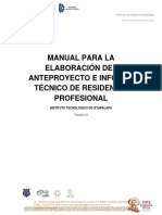 Manual para La Elaboracion de Anteproyecto e Informe Tecnico de Residencia Profesional 1.0