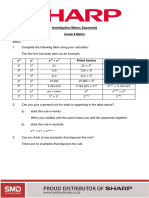 Exponents Investigation Memo Grade 8