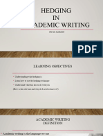 Hedging in Academic Writing